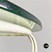 Load image into Gallery viewer, White wrought iron and glass garden table, 1960s