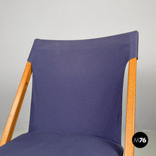 画像をギャラリービューアに読み込む, Folding chair in wood and blue fabric, 1990s