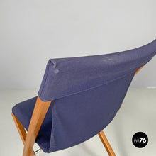 画像をギャラリービューアに読み込む, Folding chair in wood and blue fabric, 1990s