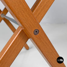 画像をギャラリービューアに読み込む, Folding chair in wood and blue fabric, 1990s