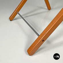 画像をギャラリービューアに読み込む, Folding chair in wood and blue fabric, 1990s