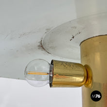 Charger l'image dans la galerie, Brass table lamp with a round beige marble base, 1970s