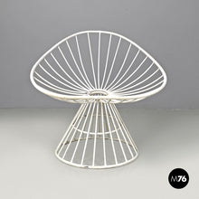 Load image into Gallery viewer, White metal and brown fabric armchairs, 1970s