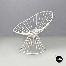 Load image into Gallery viewer, White metal and brown fabric armchairs, 1970s