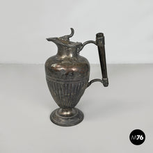 画像をギャラリービューアに読み込む, Silver plate and wood jug or teapot by SB&M, early 1900s