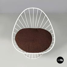 Load image into Gallery viewer, White metal and brown fabric armchairs, 1970s
