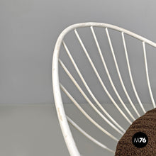 Load image into Gallery viewer, White metal and brown fabric armchairs, 1970s