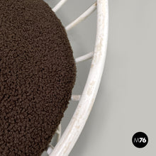 Load image into Gallery viewer, White metal and brown fabric armchairs, 1970s