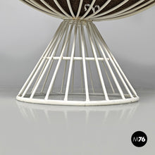 Load image into Gallery viewer, White metal and brown fabric armchairs, 1970s