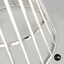 Load image into Gallery viewer, White metal and brown fabric armchairs, 1970s