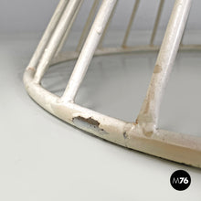 Load image into Gallery viewer, White metal and brown fabric armchairs, 1970s