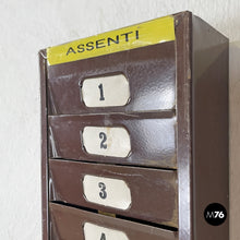 Charger l'image dans la galerie, Brown metal wall filing cabinet, 1960s