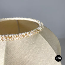 Charger l'image dans la galerie, Brass table lamp with beige shade and orange fringes, 1980s