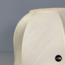 Charger l'image dans la galerie, Brass table lamp with beige shade and orange fringes, 1980s