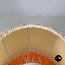 Charger l'image dans la galerie, Brass table lamp with beige shade and orange fringes, 1980s