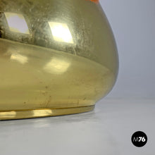 Charger l'image dans la galerie, Brass table lamp with beige shade and orange fringes, 1980s