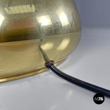 Charger l'image dans la galerie, Brass table lamp with beige shade and orange fringes, 1980s