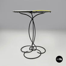 Charger l'image dans la galerie, Yellow and grey enamel wrought iron coffee table, 1950s