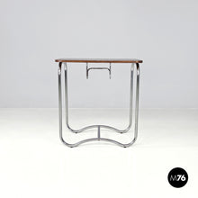 画像をギャラリービューアに読み込む, Wood and metal coffee table with newspaper hook, 1950s