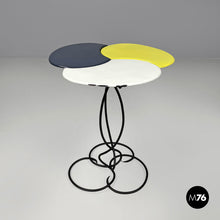 Charger l'image dans la galerie, Yellow and grey enamel wrought iron coffee table, 1950s