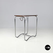 画像をギャラリービューアに読み込む, Wood and metal coffee table with newspaper hook, 1950s