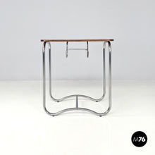 画像をギャラリービューアに読み込む, Wood and metal coffee table with newspaper hook, 1950s