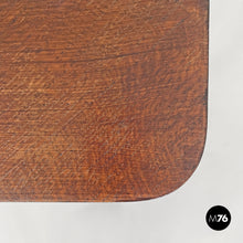 画像をギャラリービューアに読み込む, Wood and metal coffee table with newspaper hook, 1950s