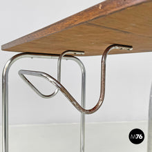画像をギャラリービューアに読み込む, Wood and metal coffee table with newspaper hook, 1950s