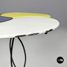 Charger l'image dans la galerie, Yellow and grey enamel wrought iron coffee table, 1950s