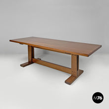 Load image into Gallery viewer, Wooden dining table with two central beams, 1970s