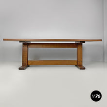 Load image into Gallery viewer, Wooden dining table with two central beams, 1970s