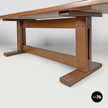 Load image into Gallery viewer, Wooden dining table with two central beams, 1970s