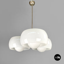 Load image into Gallery viewer, Glass and brass chandelier Triclinio by Vico Magistretti for Artemide, 1970s