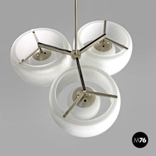 Load image into Gallery viewer, Glass and brass chandelier Triclinio by Vico Magistretti for Artemide, 1970s