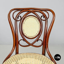 Load image into Gallery viewer, Wood and Vienna straw chairs with curl details, early 1900s