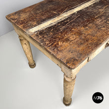 将图片加载到图库查看器,White painted wooden dining table with two drawers, late 1800s