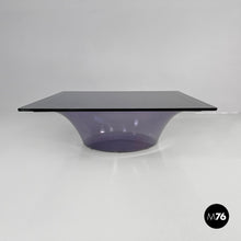 画像をギャラリービューアに読み込む, Coffee table in purple plexiglass and smoked glass, 1970s
