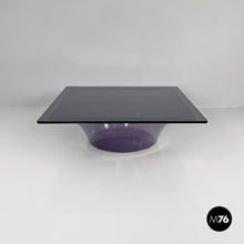 画像をギャラリービューアに読み込む, Coffee table in purple plexiglass and smoked glass, 1970s