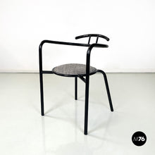 将图片加载到图库查看器,Black metal and grey fabric chairs, 1980s