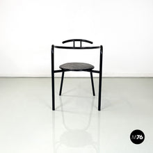 将图片加载到图库查看器,Black metal and grey fabric chairs, 1980s
