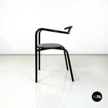 将图片加载到图库查看器,Black metal and grey fabric chairs, 1980s
