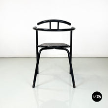 将图片加载到图库查看器,Black metal and grey fabric chairs, 1980s
