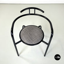 将图片加载到图库查看器,Black metal and grey fabric chairs, 1980s