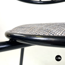 将图片加载到图库查看器,Black metal and grey fabric chairs, 1980s