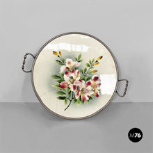 Carica l'immagine nel visualizzatore di Gallery, Tray with flowers in ceramic and metal, 1920s