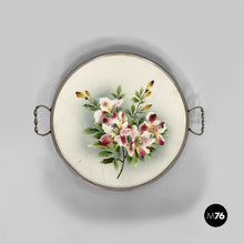 Carica l'immagine nel visualizzatore di Gallery, Tray with flowers in ceramic and metal, 1920s