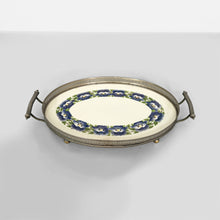 Load image into Gallery viewer, Tray with flowers in ceramic and metal, 1920s