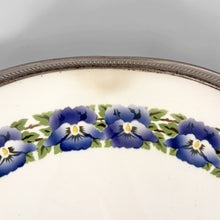 Load image into Gallery viewer, Tray with flowers in ceramic and metal, 1920s