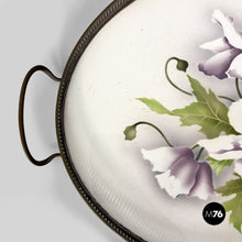 Load image into Gallery viewer, Tray with flowers in ceramic and metal, 1920s