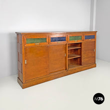 Load image into Gallery viewer, Wooden sideboard with stained glass drawers, 1930s